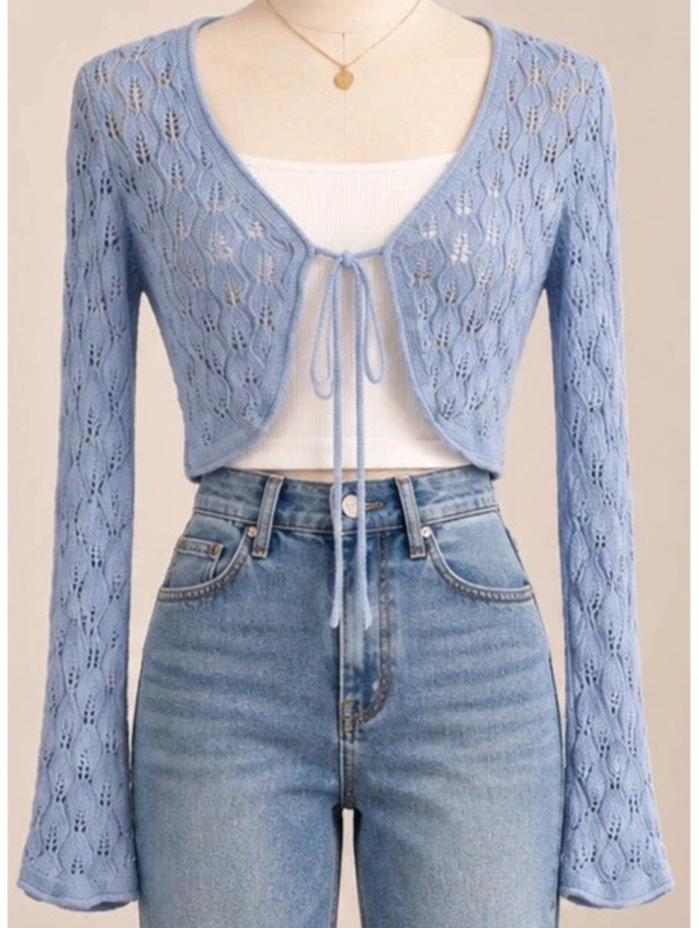 Thirty thirty light blue cropped cardigan fall spring summer